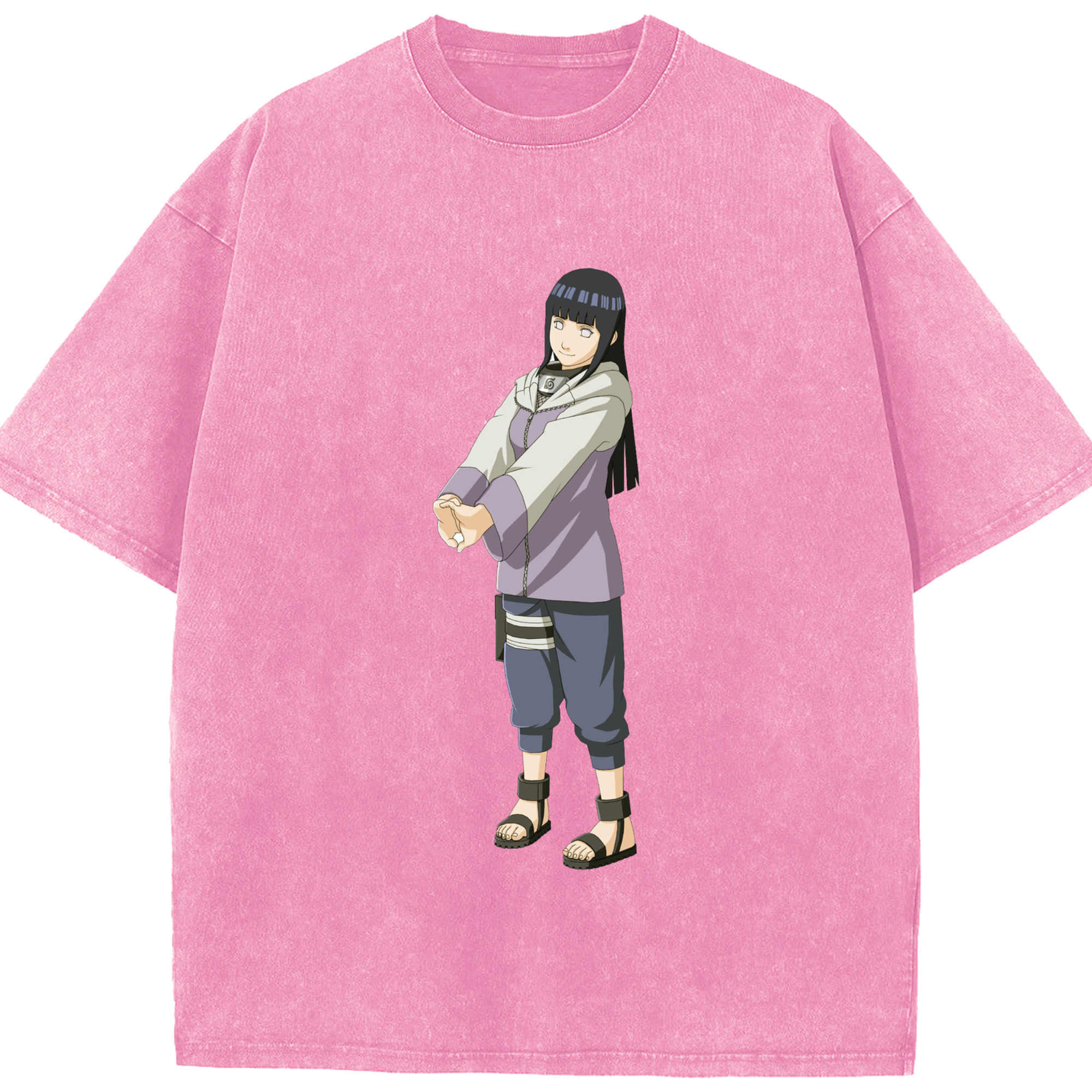 （画像用） NARUTO -ナルト- 日向ヒナタ Hyūga Hinata 綿100% ヴィンテージ風 半袖Tシャツ（フロントプリント）